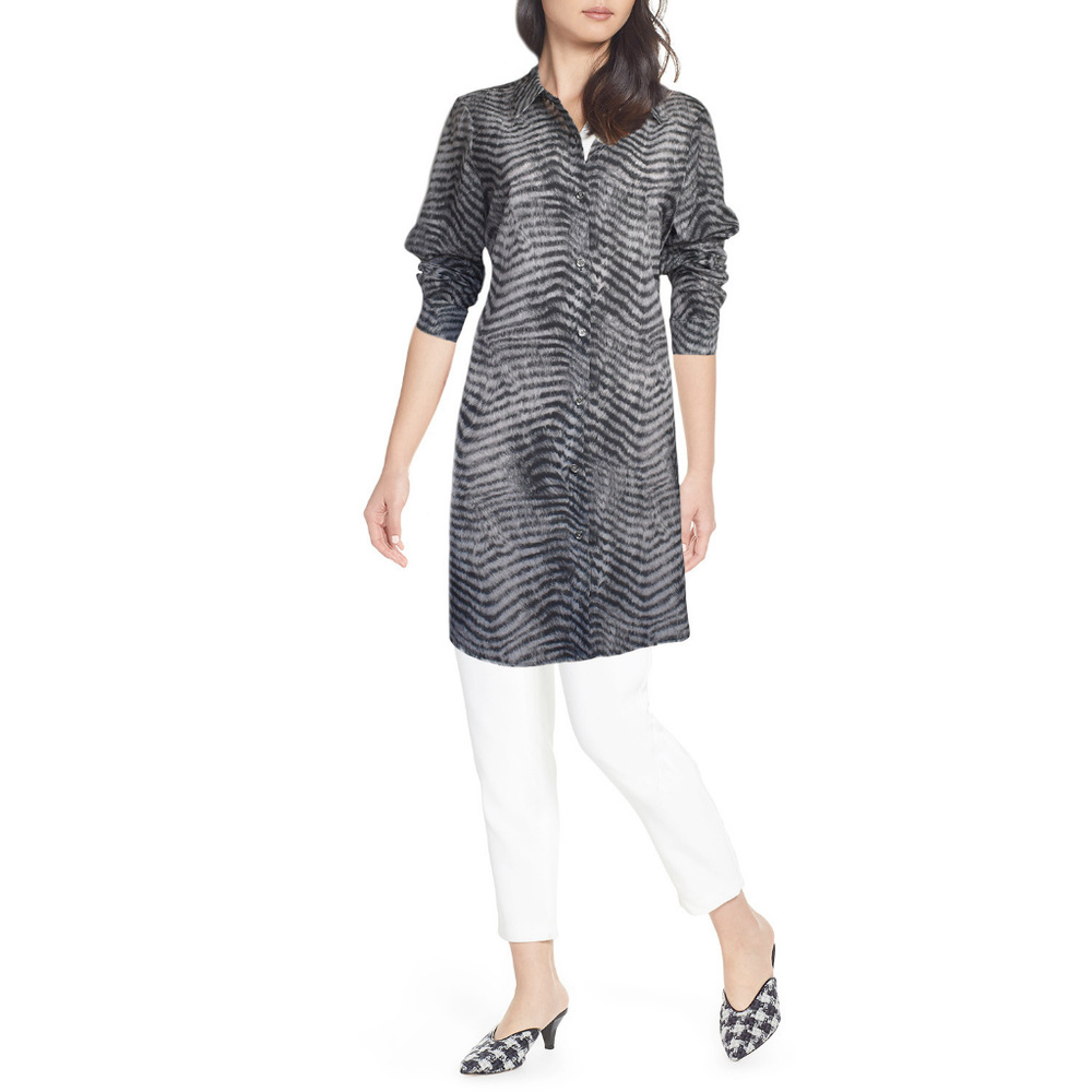 Michael Kors Black and Gray Zebra-Print Tunic